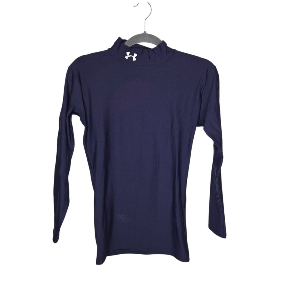 Under Armour Men's Medium Navy Mock Neck Compression Shirt Premium Nylon Blend
